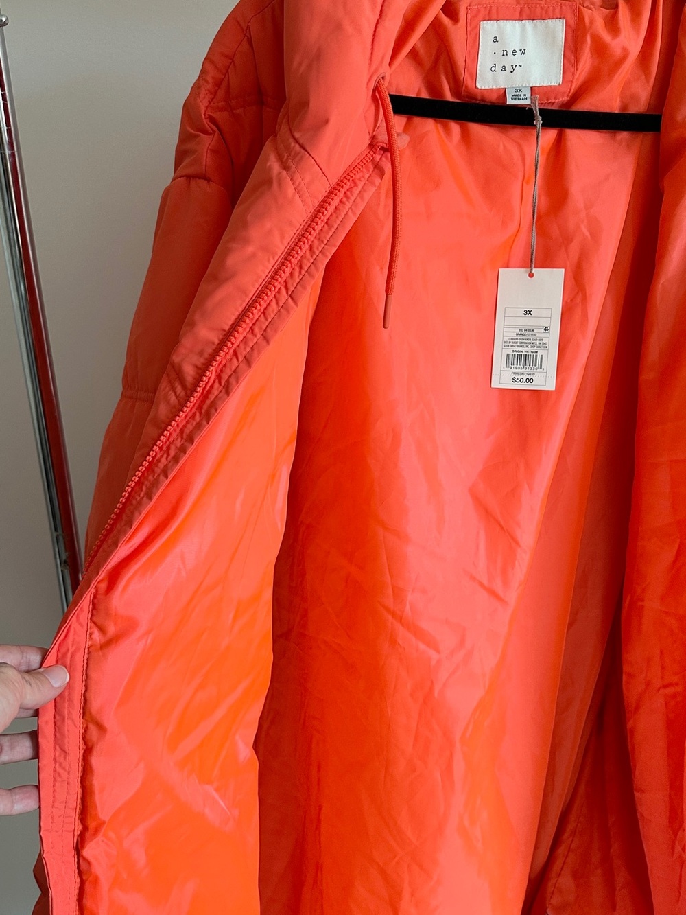 A New Day Orange Belted Hooded Puffer Coat Plus Size 3X NWT Target - Picture 5 of 11